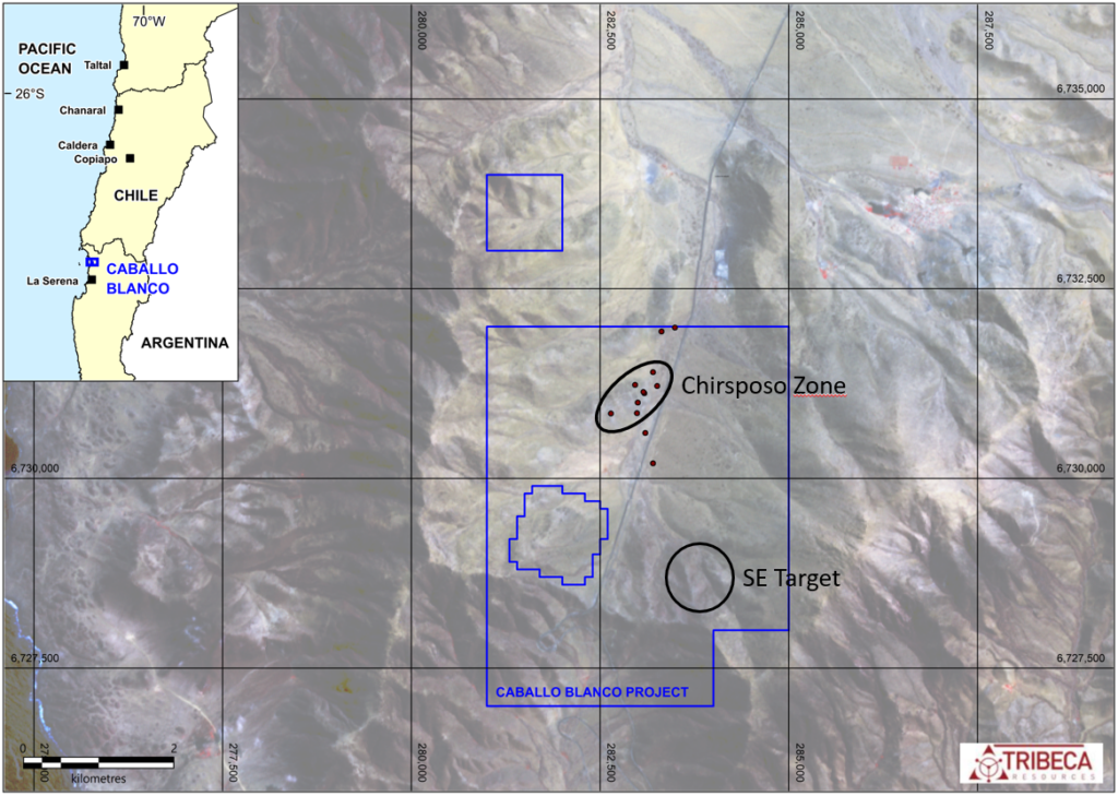 Caballo Blanco targets - location map